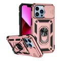 Case For iPhone 14 15 Pink Armoured With Ring Holder Stand Camera Shutter