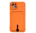 Case For iPhone 15 Silicone Card Holder Protection in Orange