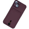 Silicone Card Holder Protection Case For iPhone 15 Plus in Plum