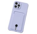 Silicone Card Holder Protection Case For iPhone 15 Pro Max in Lavender