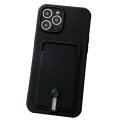 Case For iPhone 15 Pro Silicone Card Holder Protection in Black
