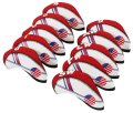 Golf Club Iron Head Covers Protector Headcover Set USA in Red 10 Pcs