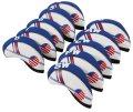 Golf Club Iron Head Covers Protector Headcover Set USA in Blue 10 Pcs