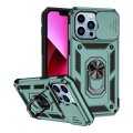 Case For iPhone 14 Plus 15 Plus Green Armoured With Ring Holder Stand Camera