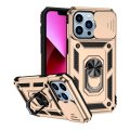 Case For iPhone 14 15 Gold Armoured With Ring Holder Stand Camera Shutter