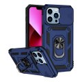 Case For iPhone 14 15 Blue Armoured With Ring Holder Stand Camera Shutter
