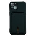 Case For iPhone 15 Silicone Card Holder Protection in Black