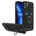 Case For iPhone 13 Black Multi Function with Magnetic Ring Holder Camera Shutter