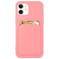 Case For iPhone 11 With Silicone Card Holder Pink