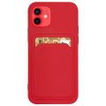 Case For iPhone 12 12 Pro With Silicone Card Holder Red