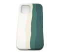 For iPhone 13 Pro Max Rainbow Teal Green Liquid Silicone Cover Case