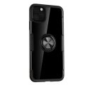 Case For iPhone 11 Pro Black Slim Clear Cover With Magnetic Ring Holder Stand
