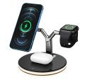 Fast Charger For iPhone Watch Pods 3 in 1 Wireless Magnetic With Night Light