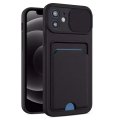 For iPhone 13 Pro Max in Black Ultra thin Case with Card slot & Camera shutter