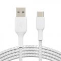 Type C Braided Cable Tough Fast Charge Data Sync White 1M
