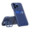 Case For iPhone 14 Pro Max in Blue Card Holder Lens Protector Stand