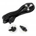 1.8M C5 Clover Leaf To UK 3 Pin Mains Power Lead Cable Black