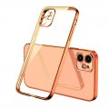 Case For iPhone 12 Clear Silicone With Rose Gold Edge
