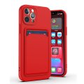 Case For iPhone 14 Pro Max 15 Pro Max Silicone Card Holder Protection in Red