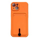 Silicone Card Holder Protection Case For iPhone 15 in Orange