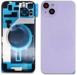 Glass Back For iPhone 14 Plus Purple Battery Door Camera Lens Bezel Magnetism Ring + Metal Plate Plain Without Logo
