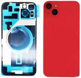 Glass Back For iPhone 14 Plus Red Battery Door Camera Lens Bezel Magnetism Ring + Metal Plate Plain Without Logo