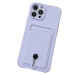 Silicone Card Holder Protection Case For iPhone 15 Pro in Lavender