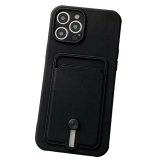 Silicone Card Holder Protection Case For iPhone 15 Pro Max in Black