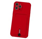 Case For iPhone 15 Pro Silicone Card Holder Protection in Red