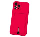 Silicone Card Holder Protection Case For iPhone 15 Pro in Pink Citrus