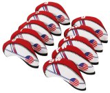 10 Pcs Golf Club Iron Head Covers Protector Headcover Set USA in Red