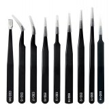 Professional 9 Piece ESD Antistatic Tweezer Set with Carry Case