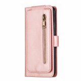 For iPhone 13 Pink Flip Case Wallet with Zip and Card Holder