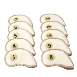 Leather Golf Headcovers Irons Set 10 Pcs Club Iron Head Covers in White