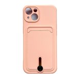 Case For iPhone 15 Silicone Card Holder Protection in Pink
