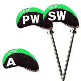 10 Pcs Golf Club Iron Head Covers Protector Headcover with window Set in green