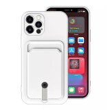 Silicone Card Holder Protection Case For iPhone 15 Pro Max in White
