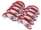 10 Pcs Golf Club Iron Head Covers Protector Headcover Set British in Red