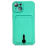 Silicone Card Holder Protection Case For iPhone 15 in Green