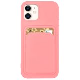 Silicone Card Holder Protection Case For iPhone 14 Pro Max in Pink