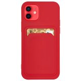 Silicone Card Holder Protection Case For iPhone 11 Pro Max in Red