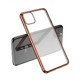 Case For iPhone 11 Pro Max Clear Silicone With Rose Gold Edge
