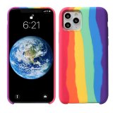 For iPhone 11 Pro Max Gay Pride Rainbow Multicoloured Liquid Silicone Case