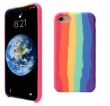 For iPhone 7 / 8 Gay Pride Rainbow Multicoloured Liquid Silicone Cover Case