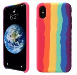 For iPhone X / XS Gay Pride Rainbow Multicoloured Liquid Silicone Cover Case
