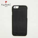 For iPhone 6 6S Plus Back case Black Pierre Cardin Genuine Leather