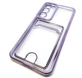 For Samsung S23 Plus - Clear View Card Holder Gel Case With Styled Edge - Purple