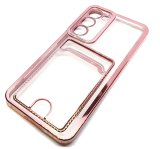 For Samsung S23 Plus - Clear View Card Holder Gel Case With Styled Edge - Pink