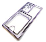 For Samsung S23 Ultra - Clear View Card Holder Gel Case With Styled Edge - Purple