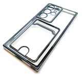 For Samsung S23 Ultra - Clear View Card Holder Gel Case With Styled Edge - Black